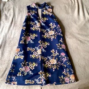 Floral Navy-blue halter dress